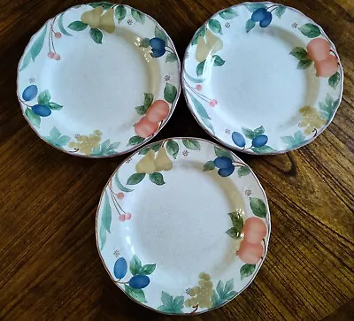 Set Of 3 Fruit Panorama By Mikasa Country Classics 8 3/8  Salad/Dessert Plates • $18