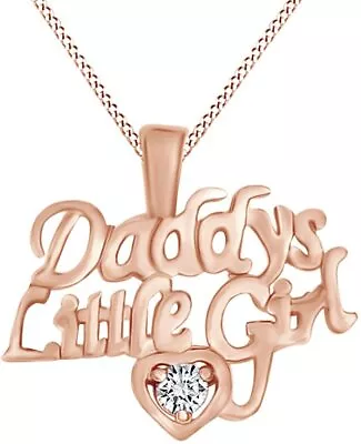 Simulated Birthstone Daddy's Little Girl Pendant Necklace 14K Rose Gold Plated • $35.99