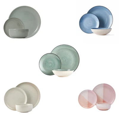 $43.99 • Buy 12 Piece Stoneware Dinner Set Green 4 Dinner Plates/4 Side Plates/4 Bowls Tapas