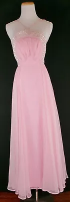 Vtg MIKE BENET Formals Pink Sequin Evening Ball Gown Prom Pageant Dress  XXS • $149