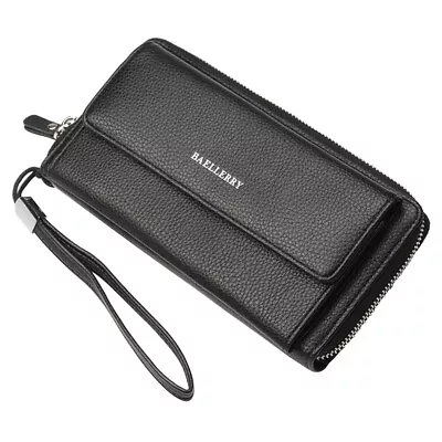 Mens Leather Zipper Long Wallet Phone Business Bag Card Checkbook Clutch Handbag • $12.77