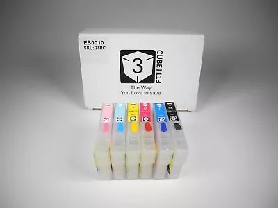 (6) Refillable Ink Cartridges For Artisan 50 / R280 Inkjet Printers Color Black • $14.51