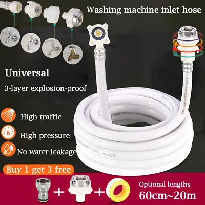 Washing Machine Dishwasher Inlet Pipe Water Feed Fill Hose 0.6m ~ 20m Automatic • £8.15