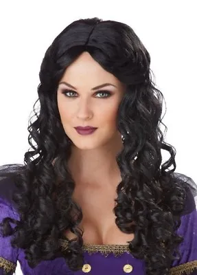 Renaissance Wig Black Long Curly Gypsy Romantic New By Cal. Costumes 70696 • $16.98