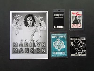 MARILYN MANSONBlack And White Promo Photo4 Vintage Backstage Passes • $49.95