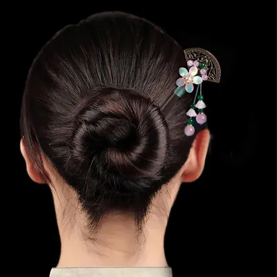 $4.46 • Buy Imitation Jade Tassel Hanfu Headdress Hair Chopsticks Wooden Hairpin Hair Fork