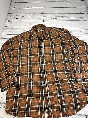 The Foundry Supply Flannel Shirt Mens 3XL T Brown Plaid Button Up Long Sleeve • $12.17