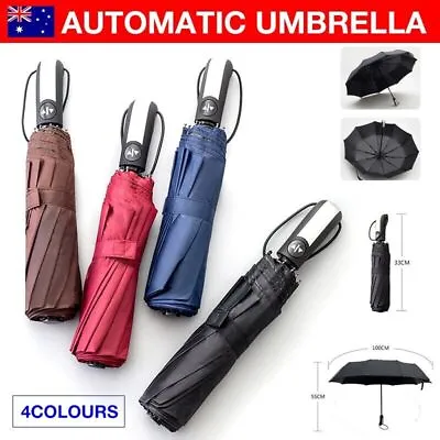 $14.35 • Buy Automatic Umbrella Auto Open Close Compact Folding Anti Rain Windproof 10Ribs AU
