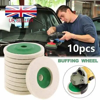 £10.59 • Buy 10PCS Round Wool Buffing Pad Polishing Wheel Felt Buffer Disc For Angle Grinder