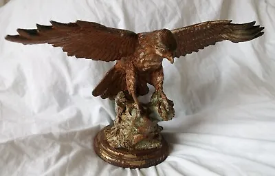 Vintage Painted Wood/resin Eagle/falcon Bird Of Prey Ornament 33cm Wingspan • £11.99