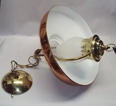 MCM Vintage Copper And Brass Hurricane Lamp Hanging Ceiling Light Fixture • $69.99