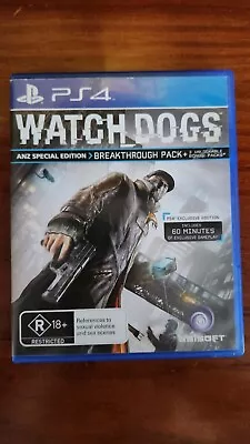 WATCH DOGS ANZ Special Edition Breakthrough Pack PlayStation 4 PS4 Game VGC • $8.66