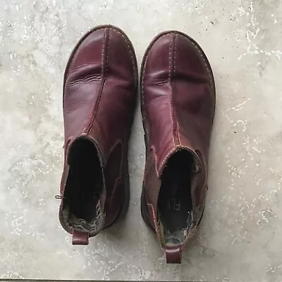 £5 • Buy FLY LONDON Salv Burgundy Wedge Chelsea Boots Size 5