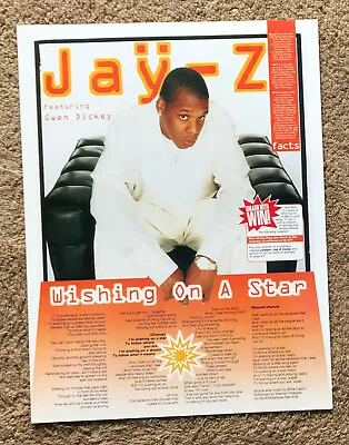 £3.95 • Buy JAY-Z - WISHING ON A STAR 1998 Full Page Lyric Poster 
