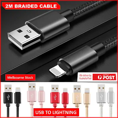 $5.55 • Buy Braided USB Charger Cable Cord For IPhone 14 13 12 11 Pro 7 X 8 6 IPad Data Fast