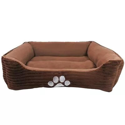 Long Rich HCT REC-005 Reversible Rectangle Pet Bed With Dog Paw Printing Coffee • $28.65