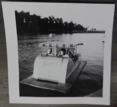 Vintage Photo Of 2 Kids In A Pedal Boat Homemade?  Sammy  Written On Boat • $9.83