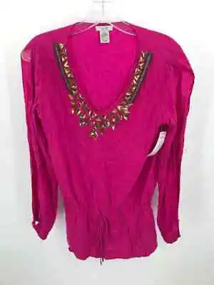 $19.99 • Buy Pre-Owned Cache Purple Size XS Gem Long Sleeve Blouse