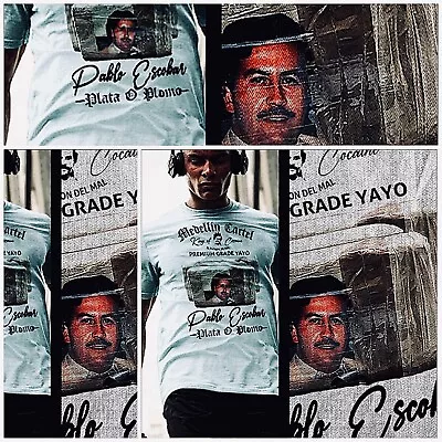 Streetwear T-shirt Medellin Cartel King Of Cocaine Pablo Escobar Premium Cut Raw • $19.99