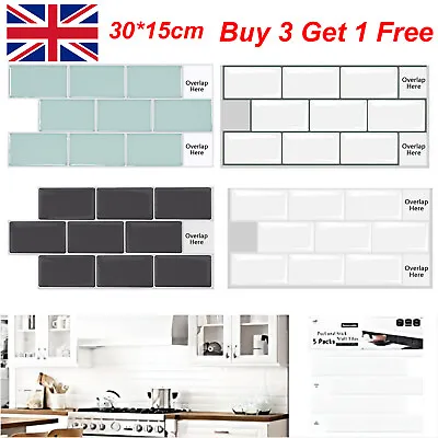 £3.85 • Buy 3D Tile Self Adhesive Stick Wall Paper Brick Wall Sticky Wallpaper Kitchen Tiles