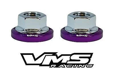 4 Vms Racing Strut Tower Dress Up Purple Washers & Silver Flange Nuts Mitsubishi • $29.88