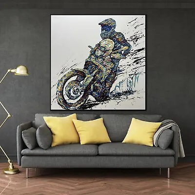 40x40  Abstract Motorcycle Paintings On Canvas Original Motorsport | OBSESSION • $548