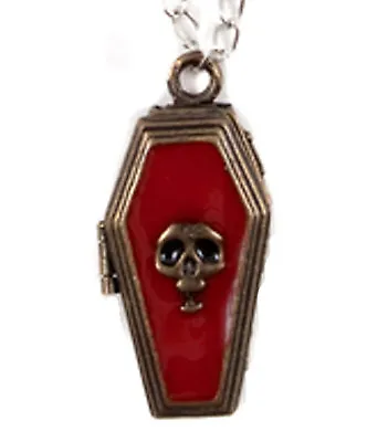 Gothic Skull COFFIN POISON LOCKET PENDANT NECKLACE Message Box Vampire Jewelry • $12.97