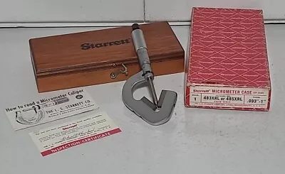 Starrett 483 V-Anvil Micrometer .093-1  .001 Grad. 483XRL-1 Wooden Box MINT • $250