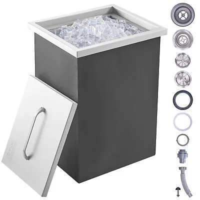 VEVOR 14 X12 X18  Drop In Ice Chest Ice Cooler Ice Bin Stainless Steel W/Cover • $164.99