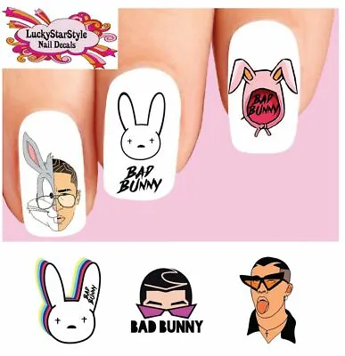 Waterslide Nail Decals Set Of 20 - Bad Bunny Assorted • $2