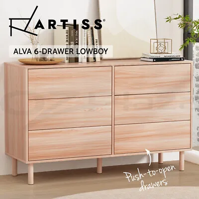 Artiss 6 Chest Of Drawers Dresser Tallboy Storage Cabinet Bedroom Pine ALVA • $148.95