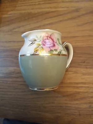 A Vintage Sadler Cream Jug Rose Design & Gold Guilding 90 Mm Tall • £5