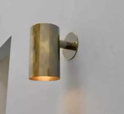 Cylinder Light Wall Sconce Antique Raw Brass Italian Mid Century Lamp • $114.64