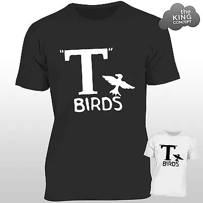 T Birds T-Shirt Grease Black Jacket T-Bird John Travolta Transfer Stag Night Men • £9.99