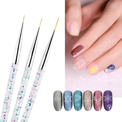 3Pcs Nail Art Brush Set Line Drawing Pen Painting Liner Thin Brushes 7/11/13mm • £2.99