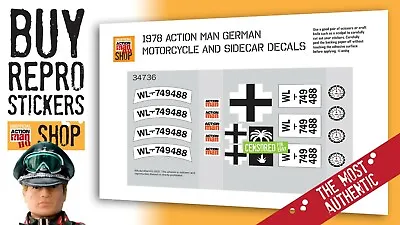 Action Man German Motorcycle And Side Car Stickers • £5.49
