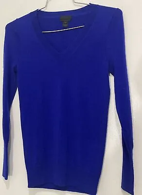 J Crew Womens Italian Cashmere V Neck   X Small Pullover Sweater Royal  Blue • $16.80