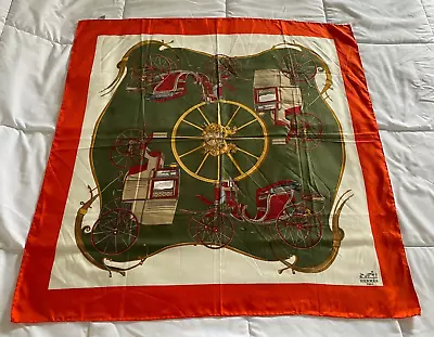 Vintage Hermes Paris Silk Shawl Scarf Carriage Rare! 34X34 • $54.99