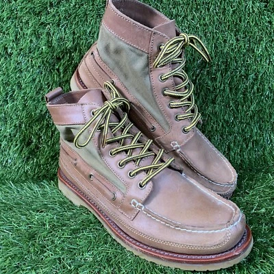 £29.99 • Buy Lands End Boat Deck Shoes Mens UK 8 Tan Brown Leather Lace Up Ankle Hi Top