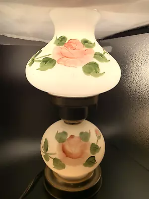 Vintage Hand Painted Milk Glass Parlor Lamp Electric Roses Gone With The Wind • $39.95