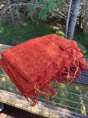 Handmade Himalayan Soft Yak Wool Scarf From Nepal - Red Orange Yellow • $25