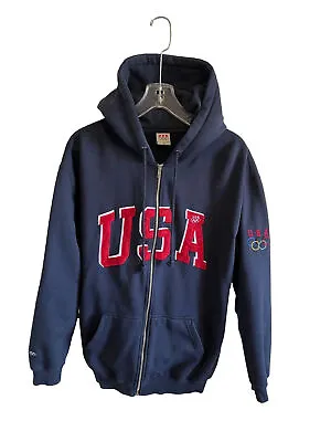 Team USA Olympic Hoodie Full Zip Mens Medium Dark Blue Embroidered • $16.99