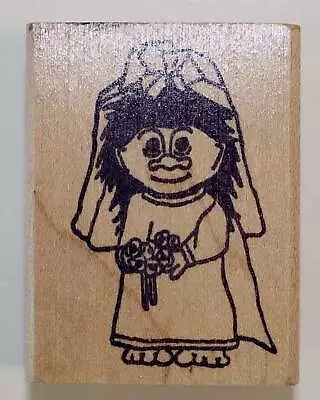Troll Bride Doll Rubber Stamp 1992 Mounted Wood Base Vintage HTF • $9.99