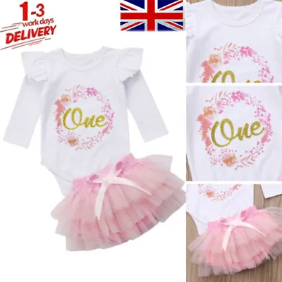 Cute Baby Girl 1st Birthday Party Dress Floral Romper Tutu Skirt Outfit Clothes • £11.99