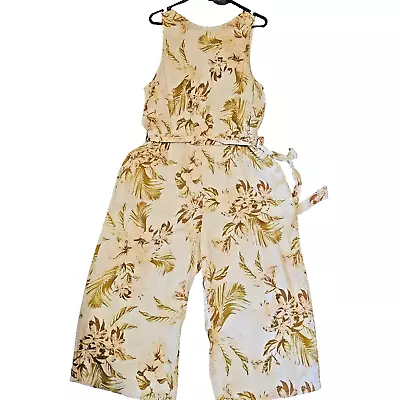 Size 14 Beautiful Floral Jumpsuit (ivory /green Pink) • $15