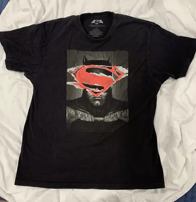  Batman Vs Superman Dawn Of Justice Movie Graphic Promo Black T-Shirt SIZE XL • $10