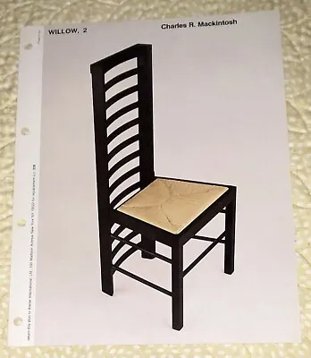 Atelier International Salesman Ad Page-Charles Mackintosh Chair Printed In Italy • £19.27