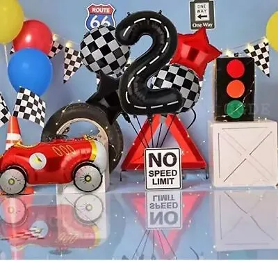 40  Helium Air Age Foil Number Balloons Race Car Birthday Party Events Decor • $12.42