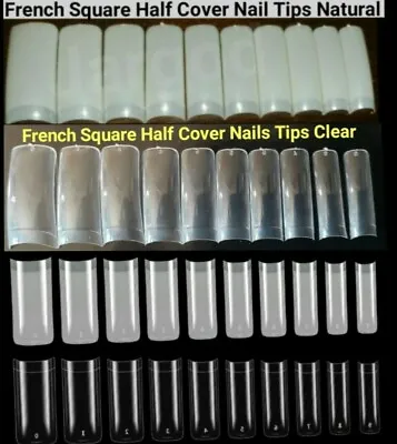 Half Cover French Square Nail Tips False Artificial Nails Acrylic Nail Tips • $6.78