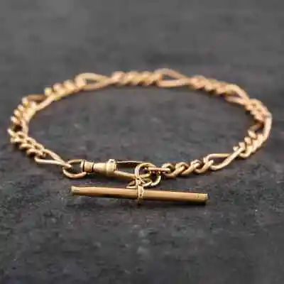 Second Hand 9ct Yellow Gold 8 Inch Figaro T-Bar Bracelet 41281037 • £295